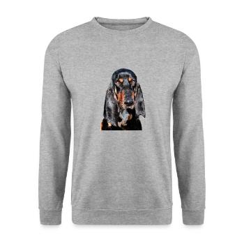 chien Bruno du Jura - Sweat-shirt Unisexe - gris chiné - Devant - Alina (178cm) & Michal (187cm)