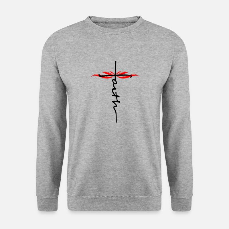 Glaubenskreuz - Christliche Kleidung - Unisex Pullover - Weißgrau meliert