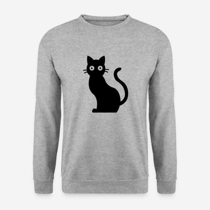 Cat Schwarzer Kater - Unisex Pullover - Weißgrau meliert