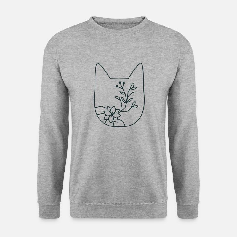 FLOWER Blumenkatzenkopf - Unisex Pullover - Weißgrau meliert