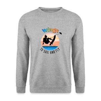 Flügel Kyte Surf Jump - Unisex Pullover - Weißgrau meliert - Vorne - Alina (178cm) & Michal (187cm)