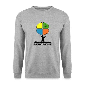 geocache geocacher-symbol schnitzeljagd im wald - Unisex Pullover - Weißgrau meliert - Vorne - Alina (178cm) & Michal (187cm)