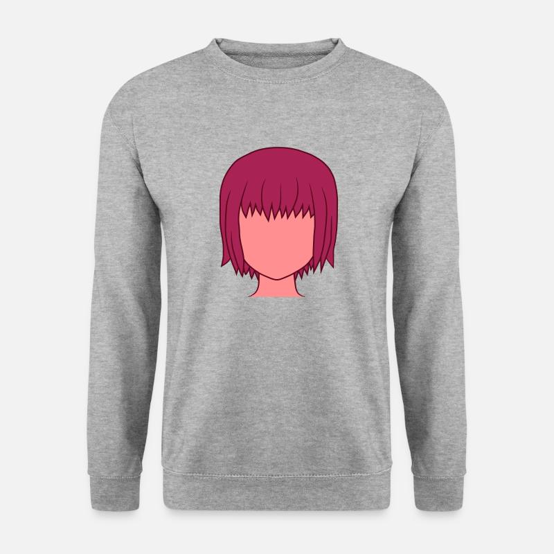 Gesichtsloses Anime Mädchen Kopf - Unisex Pullover - Weißgrau meliert