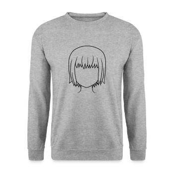Manga Girl Head - Unisex Sweatshirt - salt & pepper - Front - Alina (178cm) & Michal (187cm)