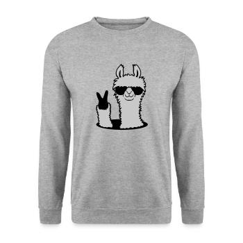 Loch No Drama Llama - Sweat-shirt Unisexe - gris chiné - Devant - Alina (178cm) & Michal (187cm)