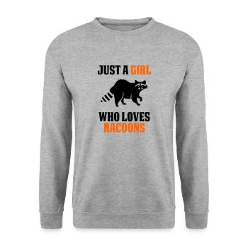 NUR EIN MÄDCHEN, DAS WASCHBÄREN LIEBT - Unisex Pullover - Weißgrau meliert - Vorne - Alina (178cm) & Michal (187cm)