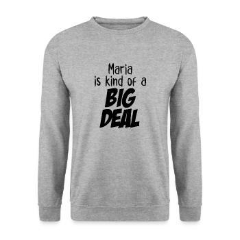 Maria ist irgendwie eine große Sache - Unisex Pullover - Weißgrau meliert - Vorne - Alina (178cm) & Michal (187cm)