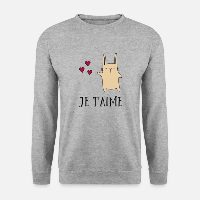 je t‘aime - Unisex Pullover - Weißgrau meliert