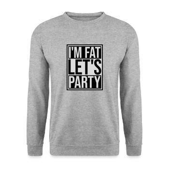 im fat lets party - Unisex Pullover - Weißgrau meliert - Vorne - Alina (178cm) & Michal (187cm)