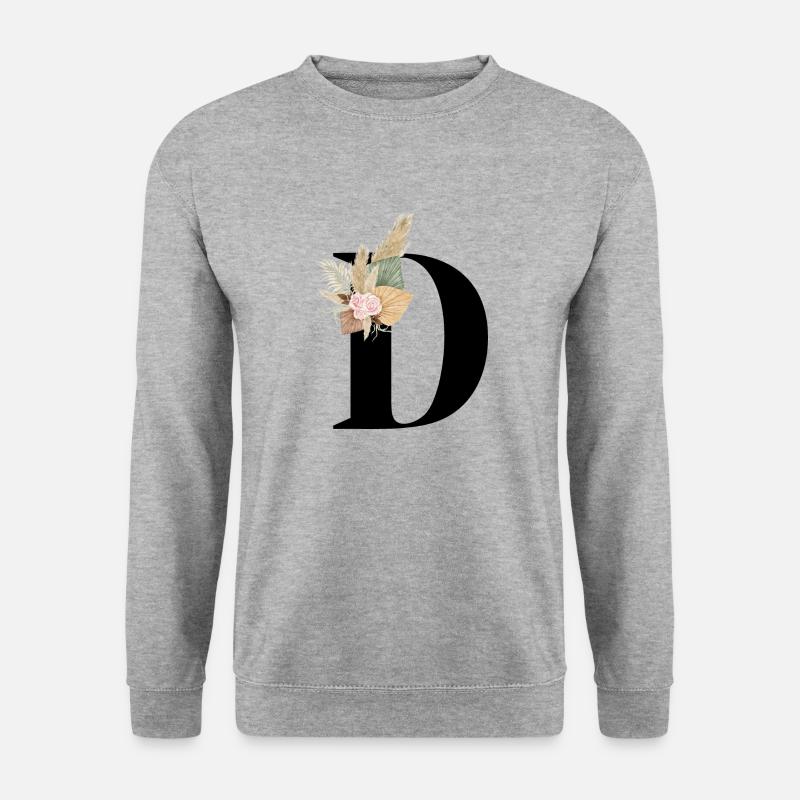 Buchstabe D geblümt - Unisex Pullover - Weißgrau meliert