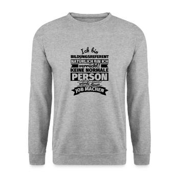 Bildungsreferent Geschenke - Unisex Pullover - Weißgrau meliert - Vorne - Alina (178cm) & Michal (187cm)