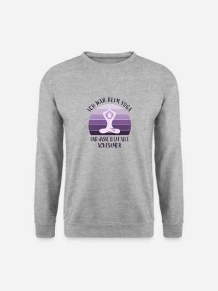 Ich war beim Yoga - Unisex Pullover - Weißgrau meliert