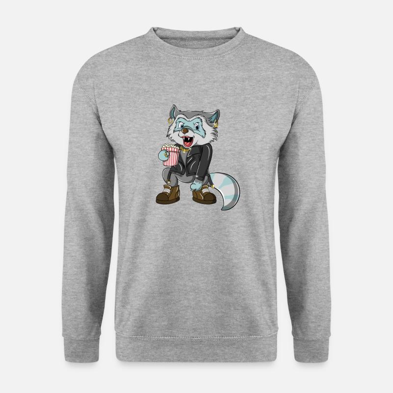 Monica, Racoon - Unisex Pullover - Weißgrau meliert