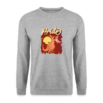 Stolze Känguru Mama Kangaroo - Unisex Pullover - Weißgrau meliert - Vorne - Alina (178cm) & Michal (187cm)