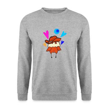 Poulet Cowboy - Sweat-shirt Unisexe - gris chiné - Devant - Alina (178cm) & Michal (187cm)