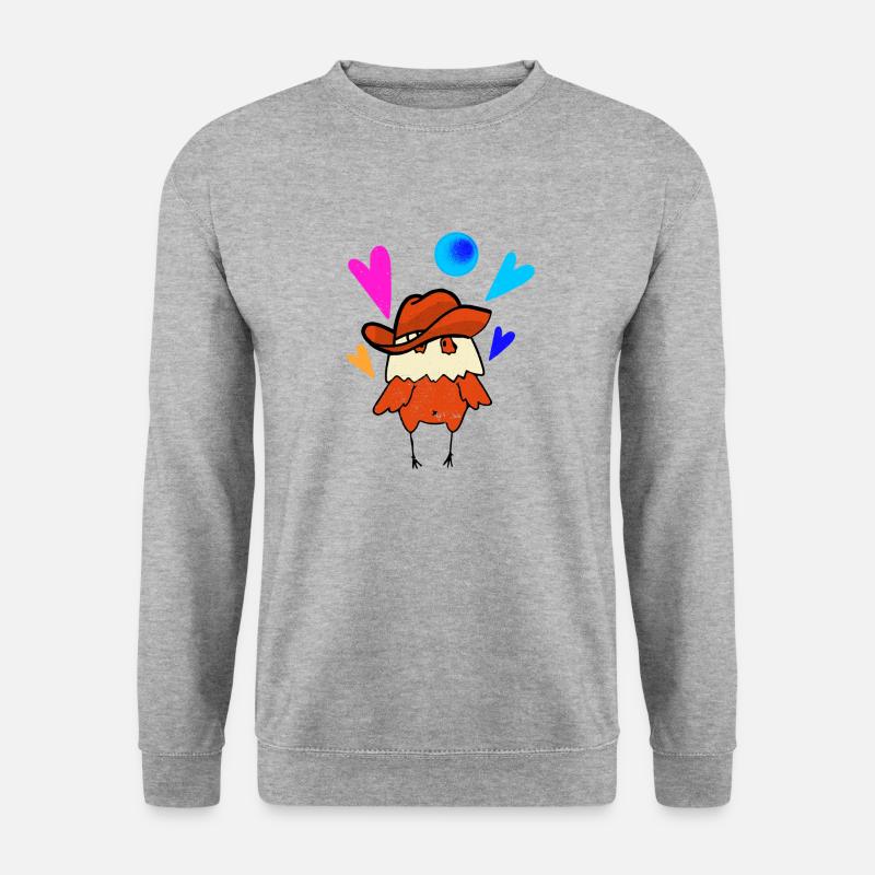 Hähnchen Cowboy - Unisex Pullover - Weißgrau meliert