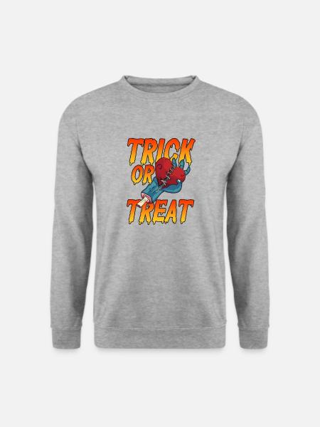 Halloween Trick or Treat Süßes oder Saures Herz - Unisex Pullover - Weißgrau meliert