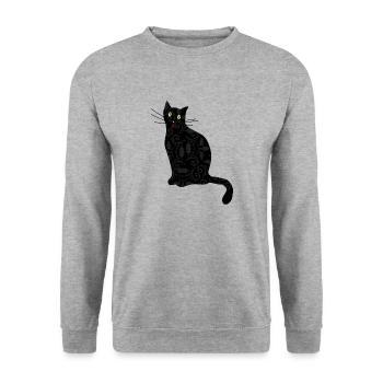 Cat - Unisex Sweatshirt - salt & pepper - Front - Alina (178cm) & Michal (187cm)