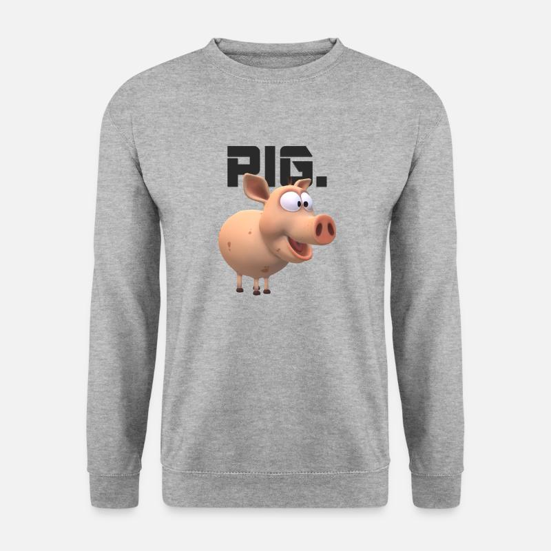 Schwein Tier Lustig - Unisex Pullover - Weißgrau meliert