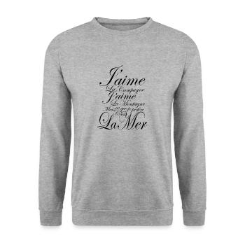 J'aime la Mer - Sweat-shirt Unisexe - gris chiné - Devant - Alina (178cm) & Michal (187cm)