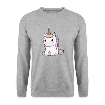 Idée cadeau Bébé Licorne - Sweat-shirt Unisexe - gris chiné - Devant - Alina (178cm) & Michal (187cm)