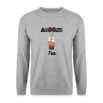 BubbleTea - Unisex Pullover - Weißgrau meliert - Vorne - Alina (178cm) & Michal (187cm)