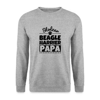 Beagle-Harrier lustig Herrchen Hund - Unisex Pullover - Weißgrau meliert - Vorne - Alina (178cm) & Michal (187cm)