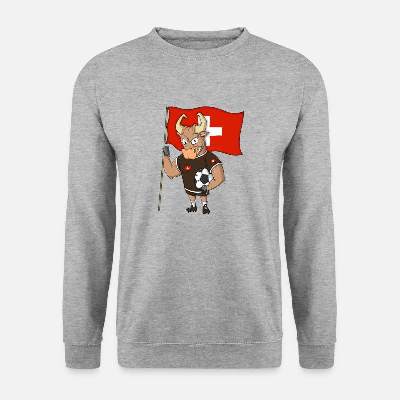 Stier Fan Schweiz - Unisex Pullover - Weißgrau meliert