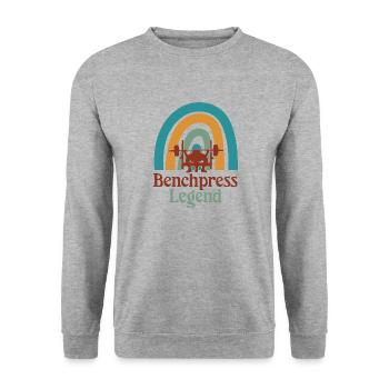 Benchpress Legend Powerlifting Ironic Gym Quote - Unisex Sweatshirt - salt & pepper - Front - Alina (178cm) & Michal (187cm)