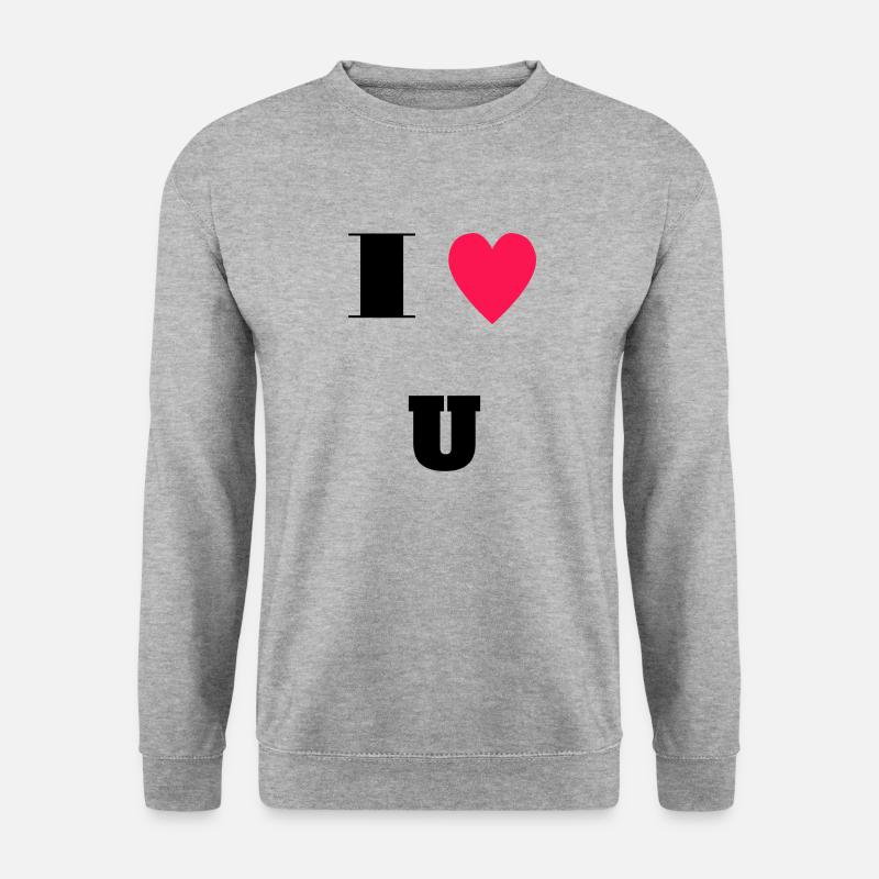 I love U - Unisex Pullover - Weißgrau meliert
