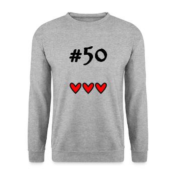 50 ANS. 50e ANNIVERSAIRE. ANNIVERSAIRE 50 ANS - Sweat-shirt Unisexe - gris chiné - Devant - Alina (178cm) & Michal (187cm)