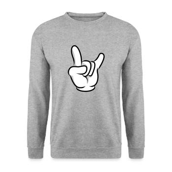 hand symbol - Unisex Pullover - Weißgrau meliert - Vorne - Alina (178cm) & Michal (187cm)