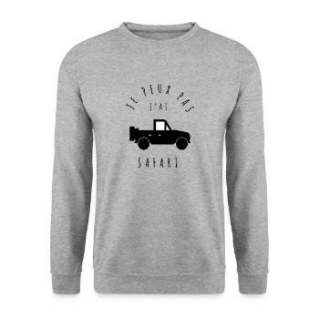 Je peux pas j'ai safari - T-shirt pour aventuriers - Sweat-shirt Unisexe - gris chiné - Devant - Alina (178cm) & Michal (187cm)