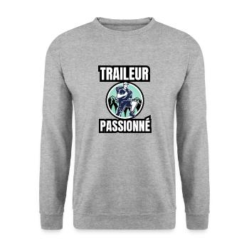 traileur passionné - Sweat-shirt Unisexe - gris chiné - Devant - Alina (178cm) & Michal (187cm)