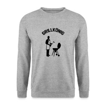 grillkönig - Unisex Pullover - Weißgrau meliert - Vorne - Alina (178cm) & Michal (187cm)