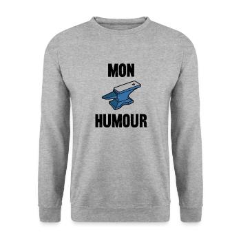 mon humour - Sweat-shirt Unisexe - gris chiné - Devant - Alina (178cm) & Michal (187cm)