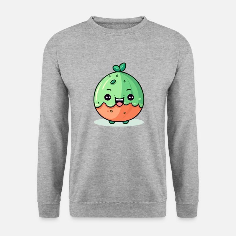 Lonm melone kawai - Unisex Pullover - Weißgrau meliert