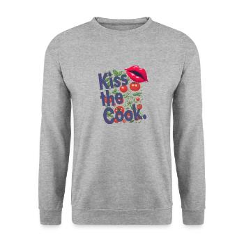 Kiss the cook - Unisex Pullover - Weißgrau meliert - Vorne - Alina (178cm) & Michal (187cm)