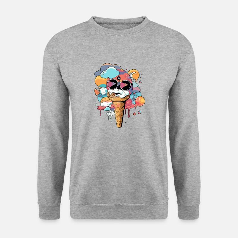 Iku kawaii Eis - Unisex Pullover - Weißgrau meliert