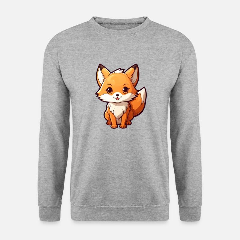 Fuchs Kawaii - Unisex Pullover - Weißgrau meliert
