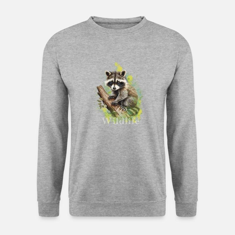 Pro Wildlife Waschbär - Unisex Pullover - Weißgrau meliert