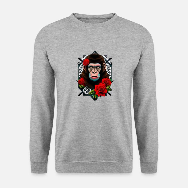Ninja Affe - Unisex Pullover - Weißgrau meliert