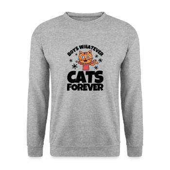 Boys Whatever Cats Forever - Sweat-shirt Unisexe - gris chiné - Devant - Alina (178cm) & Michal (187cm)