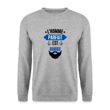 Barbu l' homme parfait est barbu humour barbe - Sweat-shirt Unisexe - gris chiné - Devant - Alina (178cm) & Michal (187cm)