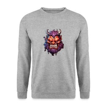 Teufel / Hölle / Horror / teuflisch / böse - Unisex Pullover - Weißgrau meliert - Vorne - Alina (178cm) & Michal (187cm)