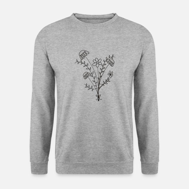Minimale Blumenstrauß - Unisex Pullover - Weißgrau meliert
