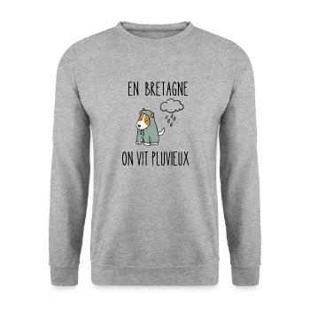 en bretagne on vit pluvieux - Sweat-shirt Unisexe - gris chiné - Devant - Alina (178cm) & Michal (187cm)