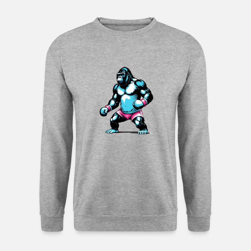 Gorilla Boxer Boxen - Unisex Pullover - Weißgrau meliert