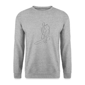 Yoga Shirt / Iyengar Zitat - Unisex Pullover - Weißgrau meliert - Vorne - Alina (178cm) & Michal (187cm)