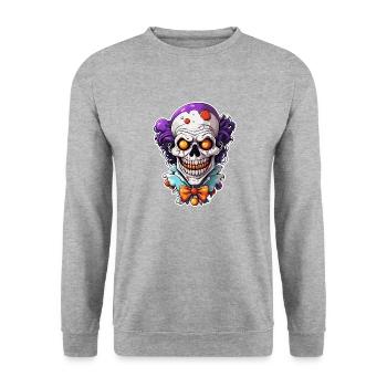 Clown / Zirkus / Fasching / Karneval / verspielt - Unisex Pullover - Weißgrau meliert - Vorne - Alina (178cm) & Michal (187cm)